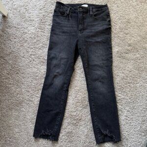 Good American High Rise Skinny Raw Frayed Hem Jeans